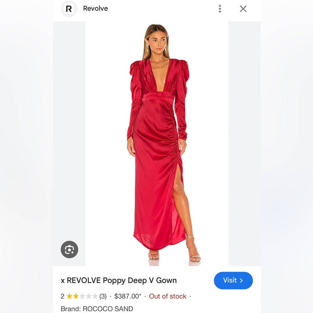 ROCOCO SANDx REVOLVE POPPY Deep Vneck Gown in RED